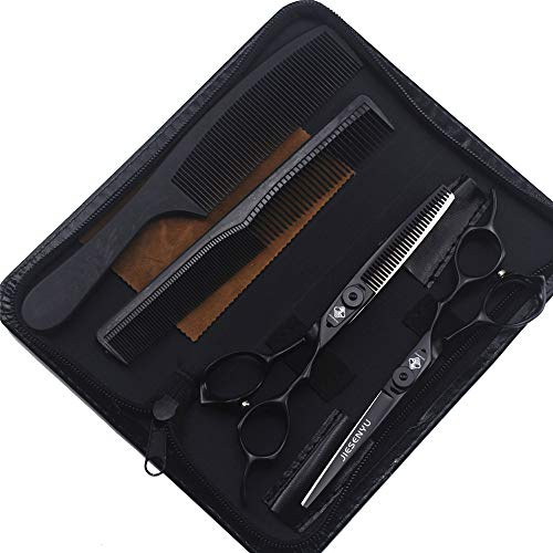 JEISENYU Friseurschere 440C aus hochwertigem Stahl, 6 Zoll, Schwarz Set