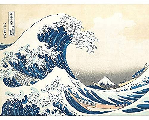 Wee Blue Coo Hokusai Great Wave Off Kanagawa oinramad väggkonst tryck affisch heminredning premium