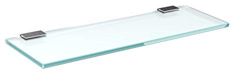 bijon Glasregal Glasablage Wandregal Glas Bad-Regal Glas Badezimmer Regal Badablage Ablageregal - 8mm Hartglas, 50 x 12 cm, Milchglas + Halterung F - Chrom Glanz Optik