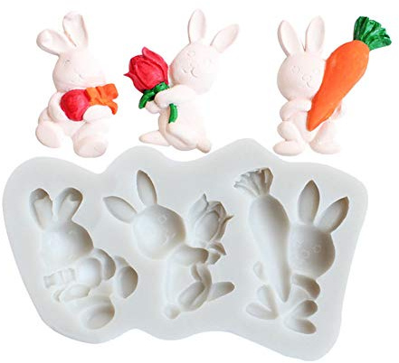 DUBENS 3D Kaninchen Ostern Bunny Fondant Silikon Form Dekoration Werkzeug Mousse Schokolade Kuchen Gumpaste Form Weichen Keramik Backen Werkzeuge