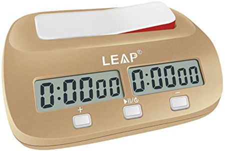 LEAP Chess Clock Digital Chess Timer Professional Chess Clock Timer for Board Games Timer with Alarm Function Golden (Official Store)