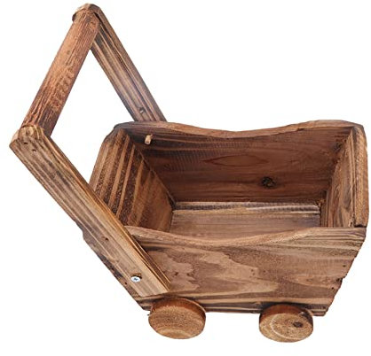 Maceta Carro de Madera Robusto Diseño de Carretilla de Madera Duradera Soporte Multifunción para Plantas de Interior para Decoración de Flores Suculentas Maceta Suculenta