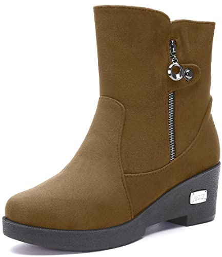Gaatpot Gaapot Stivaletti Inverno Donna Stivali da Neve con Zeppa, Marrone, EU35=CN35