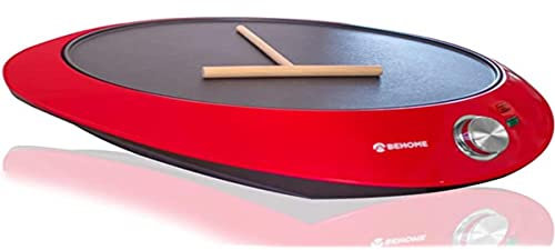 BEHOME Crepiera Elettrica con Piastra Antiaderente | Macchina per Crepes piatto 30 cm | Crepes Maker con Stendi-impasto incluso
