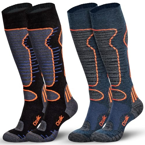 Ozaiic Merino Wool Ski Socks, Thermal Warm Knee High Thick Socks for Winter, Cold Weather, Snow, Snowboarding, Hunting, Hiking