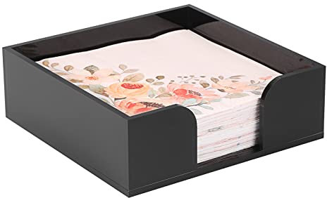 BTSKY Black Acrylic Square Napkin Holder - Dinner Napkins, Guest Towel Box Tissue Holder for Dining Table Kitchen Restaurant Hotel Reception and Parties, Acrylic Storage Holder Organizer