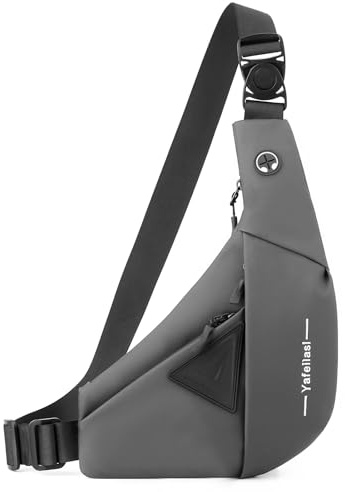 VARLIVOO Brusttasche für Herren Sling Bag Chest Bag Crossbody Bag Umhängetaschen Schultertasche Sporttasche Fitness Wandern Reisen Camping Schule Wasserdicht Polyester Sling Rucksack Grau A