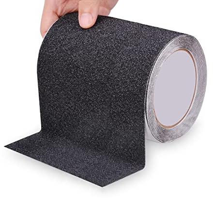 OQingluan Cinta Antideslizante Escaleras, 15cm*10m | Cinta Antideslizante Seguridad, Cinta Adhesiva Antideslizante para Interiores y Exteriores, Impermeable, Recortable, Negro
