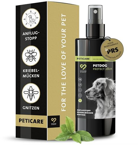 Peticare Anti-Kriebelmücken, Gnitzen Spray für Hunde | effektiv Sommerekzem & Ekzemen vorbeugen | zuverlässige Abwehr | einzigartiges PRS® System für Lange Wirkung – petDog Protect 2801