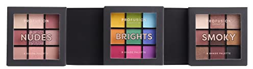 Profusion Cosmetics Ultimate Collection, 3 Pc Multi Finish 9 Shade Eyeshadow Palette Collection for All Skin Tones, Achieve Attractive Eye Look with Versatile Matte and Shimmer Eyeshadow Palettes