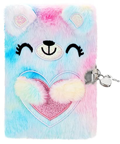 Tagebuch Mädchen Mit Schloss A5, 160 Seiten, Notizbuch Plüsch Mädchen Geheimes Tagebuch für Mädchen Notizbuch Kinder mit Schlössern und Schlüsseln zum Schreiben und Malen para Niños y Niñas Geschenke