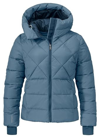 Schöffel Damen Ins Jacket Boston L, warme Winterjacke aus recycelten Materialien, leichte Steppjacke mit Kapuze, winddicht und wasserabweisend, bering sea, 40