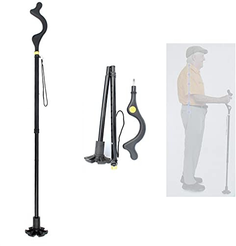 NATWEE Faltbarer Gehstock für Damen und Herren rutschfeste Gummifüße Kohlefaser Krücken Höhenverstellbar 105-127cm Ergonomische Griffe Schwarz 1 Stück It's so Kind of You