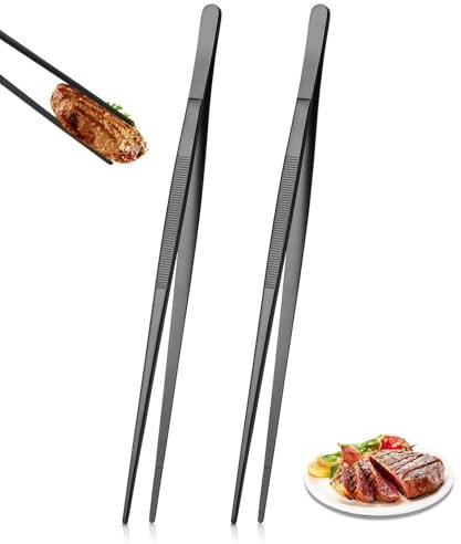 2 Stück 30cmküchenpinzette mit Aufhängung,Professionelle Kochpinzette Küchenwerkzeuge Grillen,Grillpinzette Pinzette,Edelstahl Küchenpinzette als Fleischzange Bratzange Kochpinzette oder Servier Zange