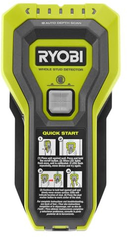 RYOBI Stud Finder with Multiple LED's to Indicate The Full Width of The Stud. One-Handed Operation, ESF5002
