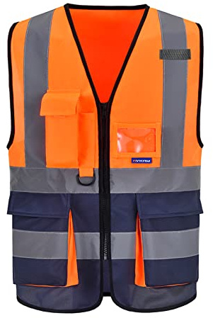 AYKRM 21 Farben Sicherheitsweste Warnweste Reflektierendes WarnschutzWeste Warnweste mit Reflektorstreifen mit Reißverschluss und Taschen Arbeitsweste