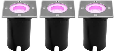 Ledvion - 3X SMART LED Einbauleuchten Quadrat, RGBWW, IP67, 1m Kabel, Außenbeleuchtung, Terrassenbeleuchtung