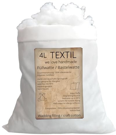 4L Textil Kissenfüllung Füllmaterial für Kissen Füllstoff Kissen Watte deko Schneewatte Polsterwatte Schneedecke Polsterfüllung(1kg)