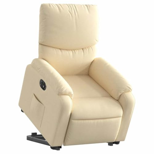 vidaXL Elektrisk reclinerfåtölj med uppresningshjälp gräddvit tyg, fåtölj, fåtölj med uppresningshjälp, reclinerstol, fåtöljer