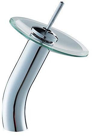 Moderne Cascade Robinets Chrome Rond Verre Cascade Robinets Bassin Chaleur Froide Mélangé Eau Robinet Salle de Bains Lavabo Robinet Eau Chaude et Froide/31 Cm