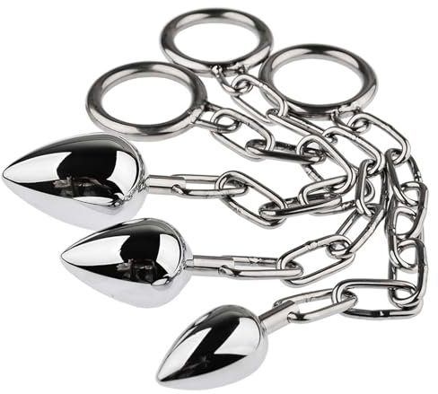 Aiteai Edelstahl Analplug Analkugel Lange Analkette mit Cockring Metall Anal Metall Buttplug Analplug Prostata Vaginal Massager Erektion SM Masturbation Sex Spielzeug für Männer Frauen Paare (M)