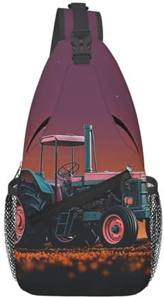 VBNTY Ästhetischer Traktor-Rucksack für Herren, Cross-Brusttasche, Cross-Brusttasche, Umhängetasche, Reisetasche, Wandern, Tagesrucksack, Schwarz , One size