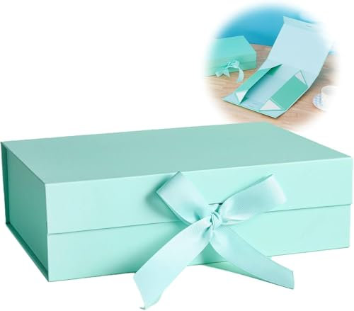 Confezione regalo con fiocco, confezione regalo magnetica con coperchio, per compleanno, Natale, confezione regalo riutilizzabile, San Valentino (verde)