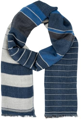 LINDENMANN Schal Herren blau-beige Herren-Schal Baumwolle Viskose