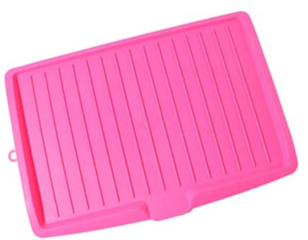 GLOGLOW Plastic Dish Drainer Board Efficient Space Saving Kitchen Tray Keep Countertop Tidy for Dishes and Cutlery, Non Slip Material (Rose Red)
