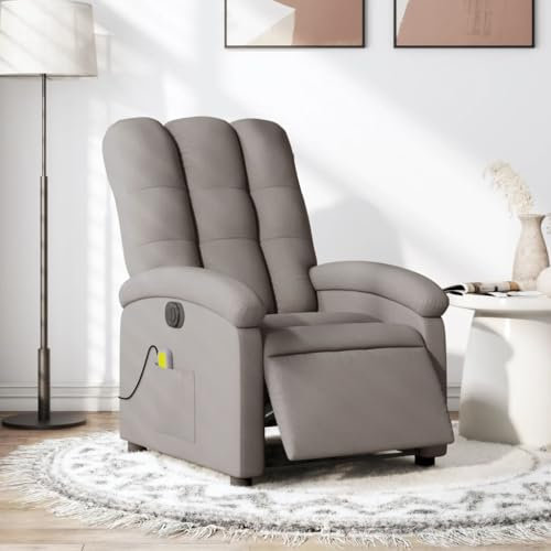 Homgoday Massagesessel Elektrisch Fernsehsessel Relaxsessel mit Liegefunktion Ruhesessel Polstersessel TV Sessel, Verstellbare Rückenlehne, für Wohnzimmer Taupe Stoff