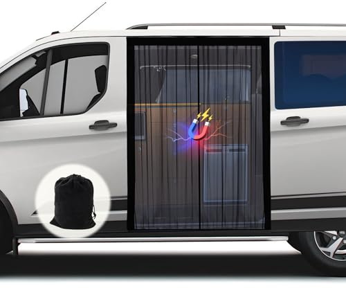 ZATOOTO Magnetic Van Sliding Door Mosquito Net, 150 x 110 cm | Side Door Fly Screen for Vito, Transit Custom, VW Bus/California, Magnetic mount, Easy Access, Compact storage