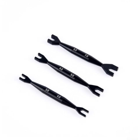RemixAst Set di chiavi a doppia estremità aperta ad alte prestazioni per auto Rc 3 pezzi di strumenti in alluminio progettati per Tamiya Axial SCX10 uso (nero)