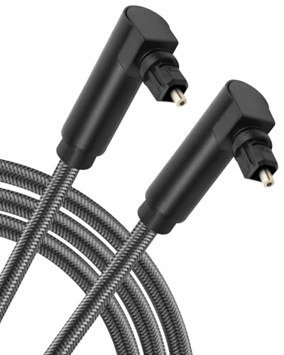 RIIEYOCA 90 Degree Optical Cable for Soundbar to TV, Dual Right Angled Toslink Plug Digital Optical Audio Cable for Home Cinema, Stereo System (3m / 9.9ft)