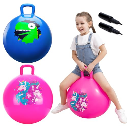 U&C Planet 18in Space Hopper for Kids Age 3 to 8, Outdoor/Indoor Bouncy Toy | Anti-Slip Base, Balance & Coordination Game, Fun Christmas Birthday Gift for Boys & Girls, 2Pack