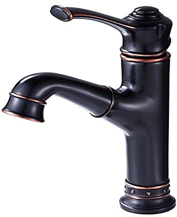 Black Copper Kitchen Pull Out Mixer Tap 360° Rotation Sink Faucet with Hot and Cold Water Control for Bathroom and Above Counter Basin