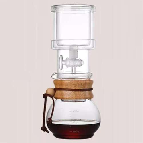 Kaffemaskin, dropptorn för kallbryggning, droppkaffe med isdropp, bärbar kaffebryggare, med långsam droppsteknik, justerbart vattenflöde, 400 ml glas kaffekanna för hemmakök