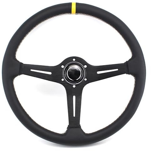 Volante Sportivo,Volante Auto Volante da corsa competitivo in pelle da 15 pollici 380 mm for modifica auto fuoristrada(1)
