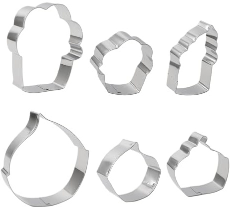 Cookie Cutter, Fun Cookie Cutter,Cartoon Cake Pop Cutter Edelstahl 6 Stück Küchengeräte | Süße Küchenutensilien, Spesoktor für Hochzeiten, Thanksgiving, Weihnachten