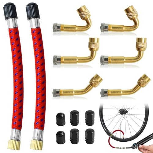 PIWOSGOL 6 Pezzi Adattatore Valvola Bici, Ugello della Valvola 45 90 135°, Adattatore Compressore Bici, Bicicletta Adattatore per Valvola, per Valvola Auto, Bicicletta, Moto Compressore