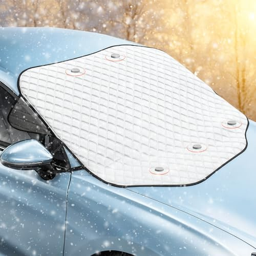 Frontscheibenabdeckung Auto Winter - Ultra-Dicke & ganzjährige Windschutzscheiben Abdeckung gegen Schnee, EIS, Frost, UV und Staub | Mit Magnetfixierung, faltbar (145x110cm)