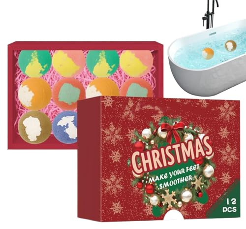 Badebälle Für Frauen,12 Stücke Bade Bälle Weihnachtsbox - Pflegende Körperpflegeprodukte für Entspannendes Badezimmer Dampfbad Spa Salon Hotel,Für Spa Hotel Badezimmer Dampfer Feiertage