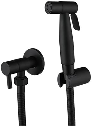 Regadera de bidé para inodoro, grifo de mano cepillado para cabezal rociador, autorfijación, limpieza, baño, rociador de mano (negro)