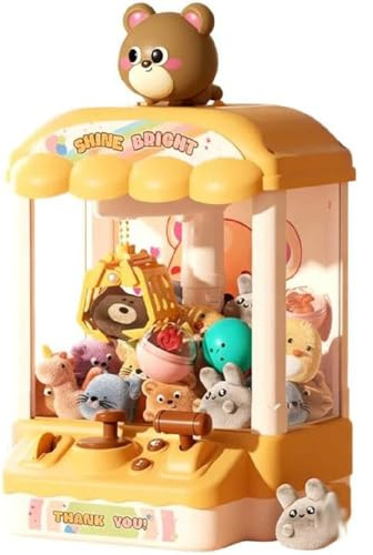 Children’s Cute Animal Claw Machine with Dolls and Capsules, Greifspielzeug für Kinder, Süßigkeitenautomat, Arcade-Spiele mit Sound, Weihnachten Geburtstag Geschenke für Kinder ab 3 Jahren (Braun)