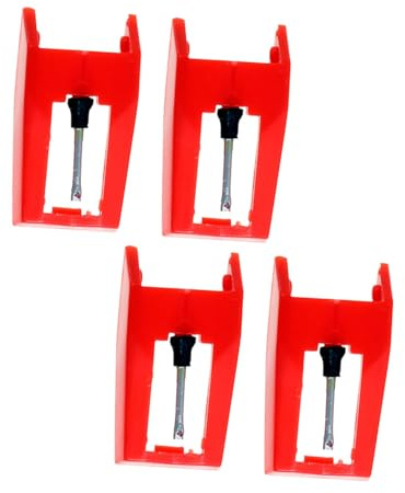 VILLCASE 4pcs Record Player Needle Stylus Phonograph Replacement Turntable Needles for Vinyl Record Player Red Tip Stylus Cartridge