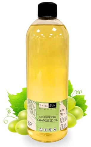 Freshskin Beauty LTD | Grapeseed Oil 1 Litre 100% Pure & Natural Cold Pressed Carrier Oil - Ideal for Hair, Skin, Massage, Face, Beard and Aromatherapy (1000ml)