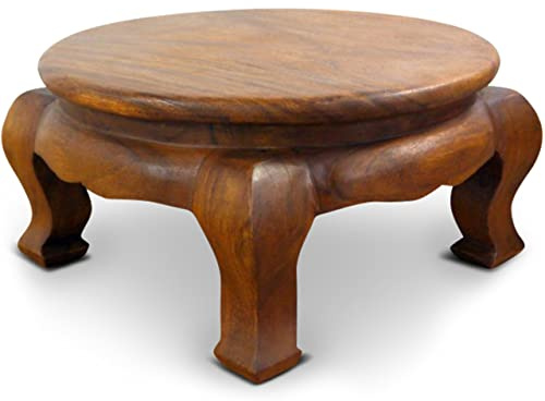 livasia Table d’Opium de Thaïlande, Table d’appoint, Table de Chevet, Durable et Fait Main, 50x50cm (Marron)