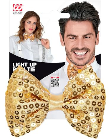 W WIDMANN MILANO Party Fashion - LED Pailletten Fliege | Leuchtendes Accessoire für Karneval, Festival, Mottoparty, Disco und auffällige Party-Outfits