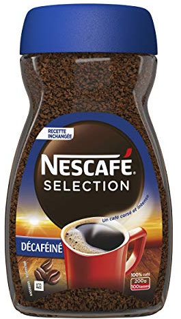 NESCAFE Sélection Décaféiné - Café Soluble Instantané - Grains Robusta - Flacon De 200 g