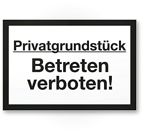 Komma Security Privatgrundstück Betreten verboten Schild 30 x 20 cm Hinweisschild Grundstück Verbotsschild - Betreten verboten Warnhinweis widerrechtlich betreten Abschreckung Prävention