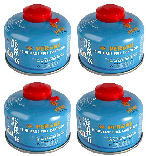 Perune Iso-Butane Camping Fuel Gas Canister All Season Mix - 100gram (4 Pack)